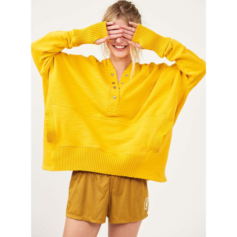 NWT FP Movement Solid Honey Dove Pullover / Swaying Sunflowers